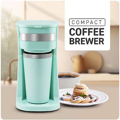 Elite Cuisine Single Serve Personal Coffee Maker with Stainless Steel Travel Mug