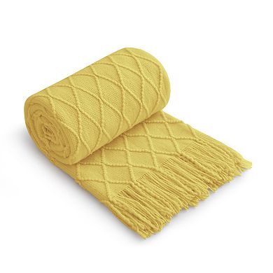 Unikome Super Soft Plush Cozy Knit Woven Blanket With Tassels - Lightweight Decorative Blankets
