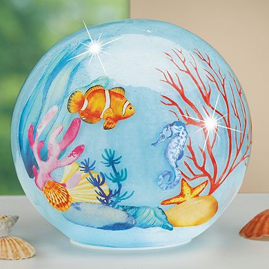 Collections Etc Unique Aquatic Lighted Glass Ball Decoration