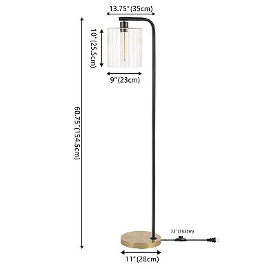 Easton Modern Minimalist Metal/ribbed Glass Led Floor Lamp