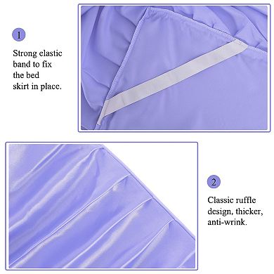 Satin Silk Bed Skirt 300 Thread-count Dust Ruffle Wrinkle Free Bedskirt Dust Ruffle