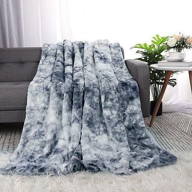 Luxury Shaggy Faux Fur Blanket Reversible Throw Blanket For Sofa, Couch And Bed