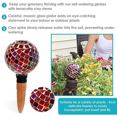 Sunnydaze Glass Mosaic Plant Watering Globe