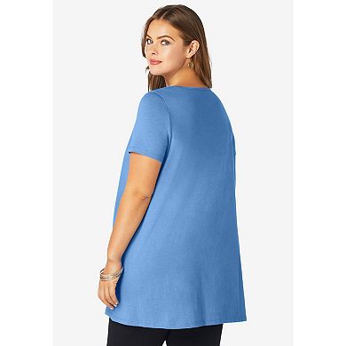 Roaman's Women's Plus Size Scoopneck Swing Ultimate Tunic