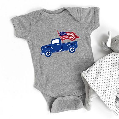 Truck With Flag Baby Bodysuit