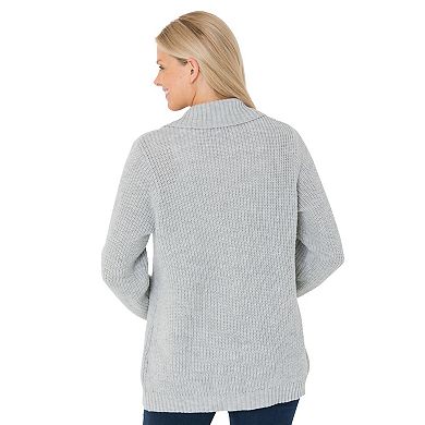 Woman Within Women's Plus Size Shawl Collar Shaker Sweater