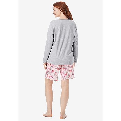 Dreams & Co. Women's Plus Size Satin Trim Sleep Tee