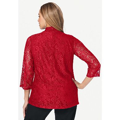 Jessica London Women's Plus Size Lace Twist Top