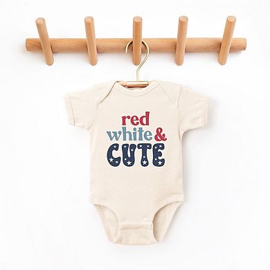 Red White And Cute Stars Baby Bodysuit
