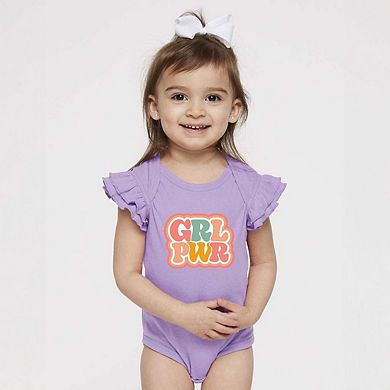 Girl Power Retro Baby Flutter Sleeve Bodysuit
