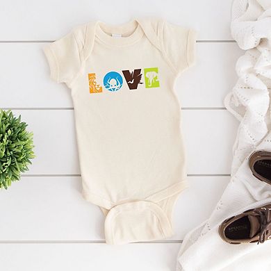 Love With Animal Letters Baby Bodysuit