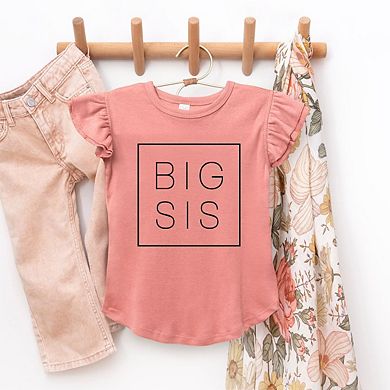 Big Sis Square Toddler Flutter Sleeve Graphic Tee