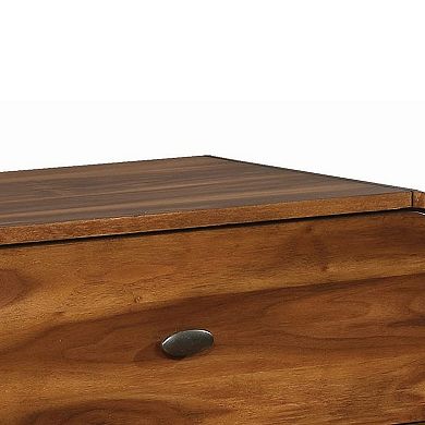 Wooden Nightstand with 2 Drawers, Dark Walnut Brown