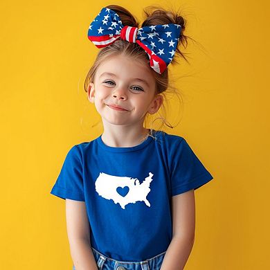 Usa Heart Outline Toddler Short Sleeve Graphic Tee