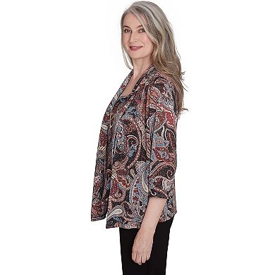 Petite Alfred Dunner Metallic Paisley Two-in-One Top