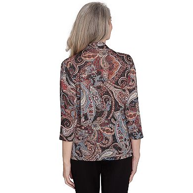 Petite Alfred Dunner Metallic Paisley Two-in-One Top