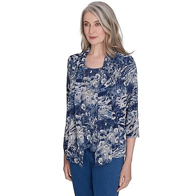 Petite Alfred Dunner Animal Melange Two-in-One Top