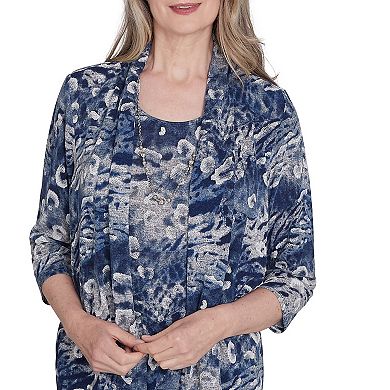 Petite Alfred Dunner Animal Melange Two-in-One Top