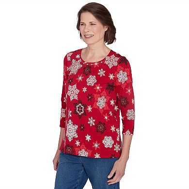 Petite Alfred Dunner Classic Snowflake Infused Top