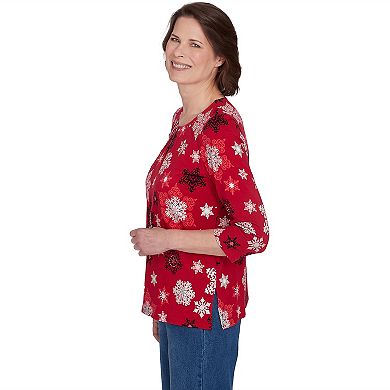 Petite Alfred Dunner Classic Snowflake Infused Top