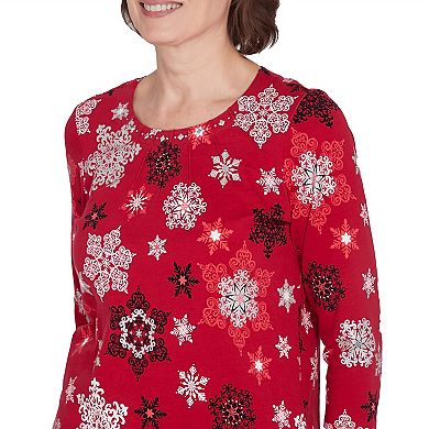 Petite Alfred Dunner Classic Snowflake Infused Top