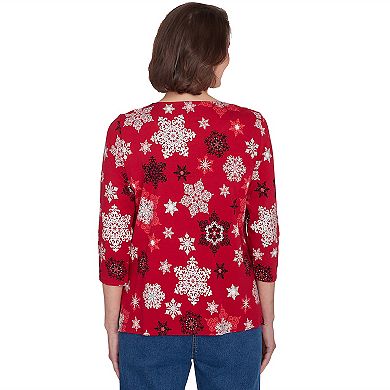 Petite Alfred Dunner Classic Snowflake Infused Top