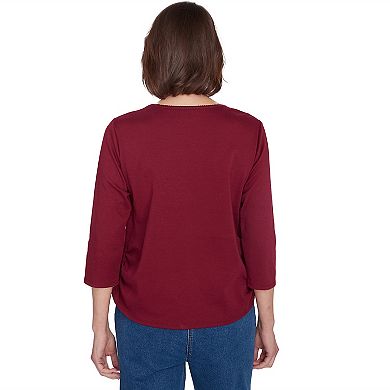 Petite Alfred Dunner Falling Leaves Top with Drawstring Closure