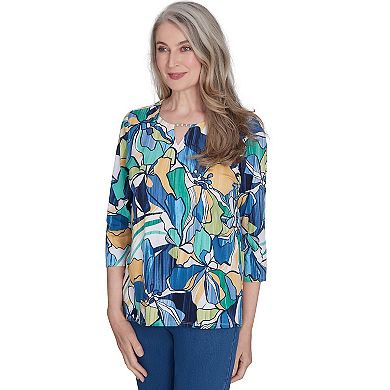 Petite Alfred Dunner Drama Floral Tee