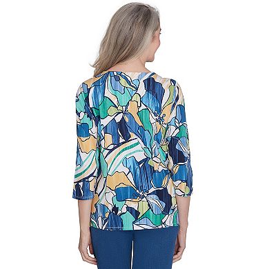 Petite Alfred Dunner Drama Floral Tee