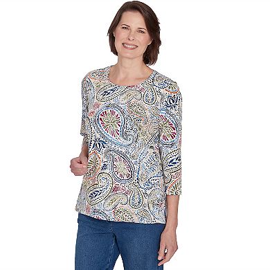 Petite Alfred Dunner Paisley Short Sleeve Top