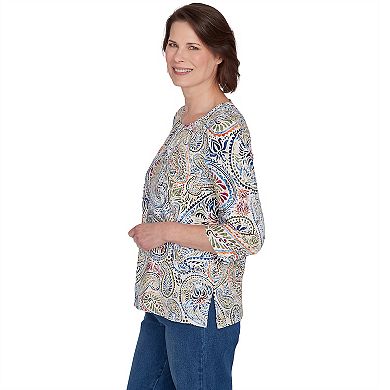 Petite Alfred Dunner Paisley Short Sleeve Top