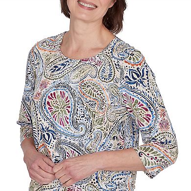 Petite Alfred Dunner Paisley Short Sleeve Top