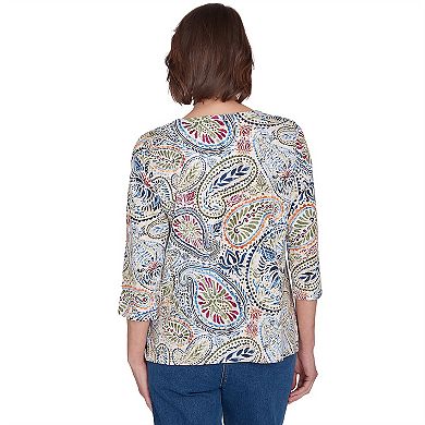 Petite Alfred Dunner Paisley Short Sleeve Top