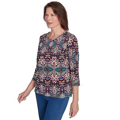 Petite Alfred Dunner Abstract Leaf Print Top