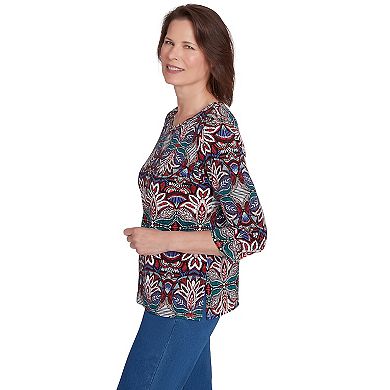 Petite Alfred Dunner Abstract Leaf Print Top