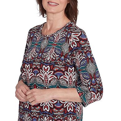 Petite Alfred Dunner Abstract Leaf Print Top