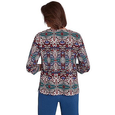 Petite Alfred Dunner Abstract Leaf Print Top