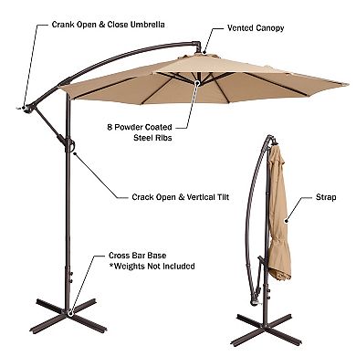 Villacera 10-ft Offset Cantilever Outdoor Patio Umbrella with Tilt and Vented Canopy