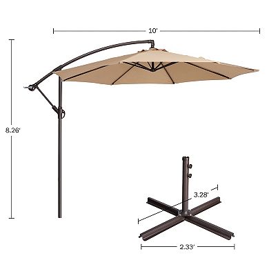 Villacera 10-ft Offset Cantilever Outdoor Patio Umbrella with Tilt and Vented Canopy