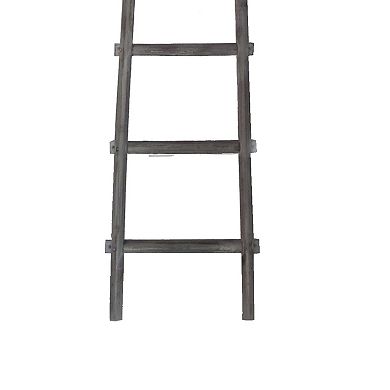 Transitional Style Wooden Decor Ladder with 5 Steps, Gray