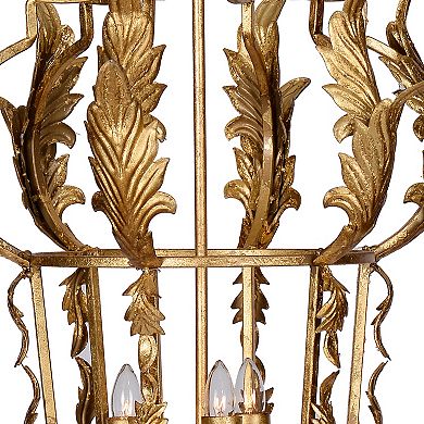 20 Inch Luxury Grade 3 Light Chandelier, Acanthus Leaf, Metal Gold Finish