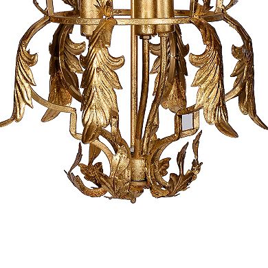 20 Inch Luxury Grade 3 Light Chandelier, Acanthus Leaf, Metal Gold Finish