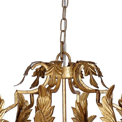 20 Inch Luxury Grade 3 Light Chandelier, Acanthus Leaf, Metal Gold Finish