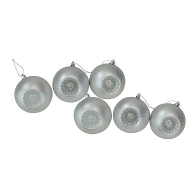 6-Pack Matte Silver Retro Reflector 4" Shatterproof Christmas Ball Ornaments