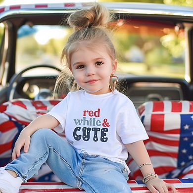 Red White And Cute Stars Toddler Short Sleeve Graphic Tee