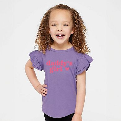 Daddy's Girl Heart Toddler Flutter Sleeve Graphic Tee