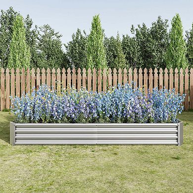 Hivvago Rectangular Metal Raised Planter Outdoor Garden Plant Vegetable Bed