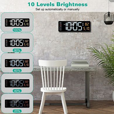 15.7'', Black, Led Digital Wall Clock With Remote Control