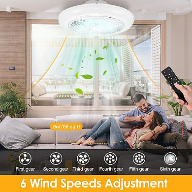 17.71'', White, Led Ceiling Fan With Light