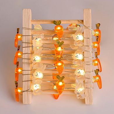 Battery Operated Bunny Carrot String Lights: Easter Decor for Indoor and Outdoor Use